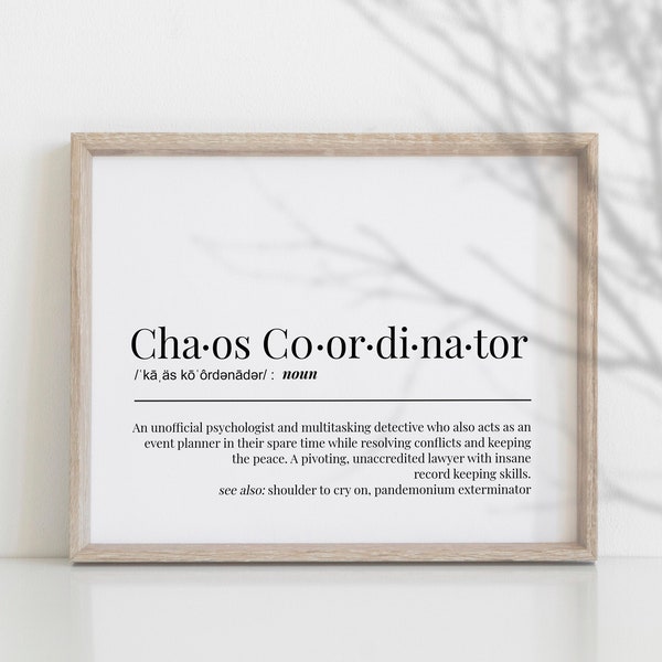 Chaos Coordinator Office Art Funny Staff Gift Printable Administrative Assistant Manager Director Wall Art For Professional Cute