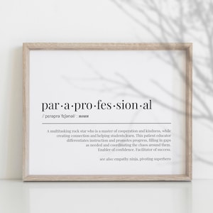 Unique Paraprofessional Definition Gift For Classroom Para Gifts Funny For Appreciation Day Week Thank You Printable