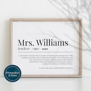 Personalized Teacher Gifts For Teachers Funny Unique Teaching Definition Appreciation Week Thank You Printable Inspirational Trendy Cute