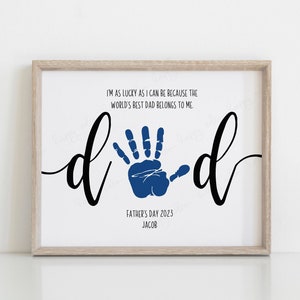PERSONALIZED Father's Day Gift Hand Print Printable For Dad Daddy DIY Ink Pad Finger Paint Kids Art Work Activity Custom Fast Editable
