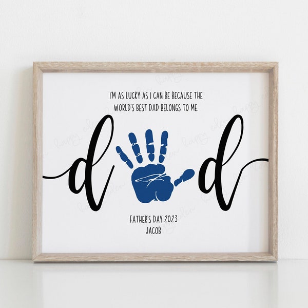 PERSONALIZED Father's Day Gift Hand Print Printable For Dad Daddy DIY Ink Pad Finger Paint Kids Art Work Activity Custom Fast Editable