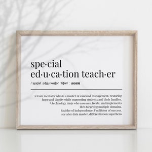 Special Education Teacher Definition Funny SPED Gift For Appreciation Thank You Office Decor Wall Art Printable Print