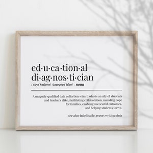 Educational Diagnostician Definition Funny Pretty School Staff Gift For Appreciation Thank You Office Decor Wall Art Printable Print