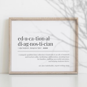 Educational Diagnostician Definition Funny Pretty School Staff Gift For Appreciation Thank You Office Decor Wall Art Printable Print