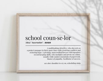 School Counselor Definition Print, Funny Gift (Digital Download)