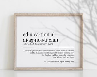 Educational Diagnostician Definition Funny Pretty School Staff Gift For Appreciation Thank You Office Decor Wall Art Printable Print