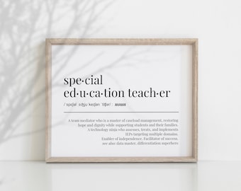 Special Education Teacher Definition Funny SPED Gift For Appreciation Thank You Office Decor Wall Art Printable Print