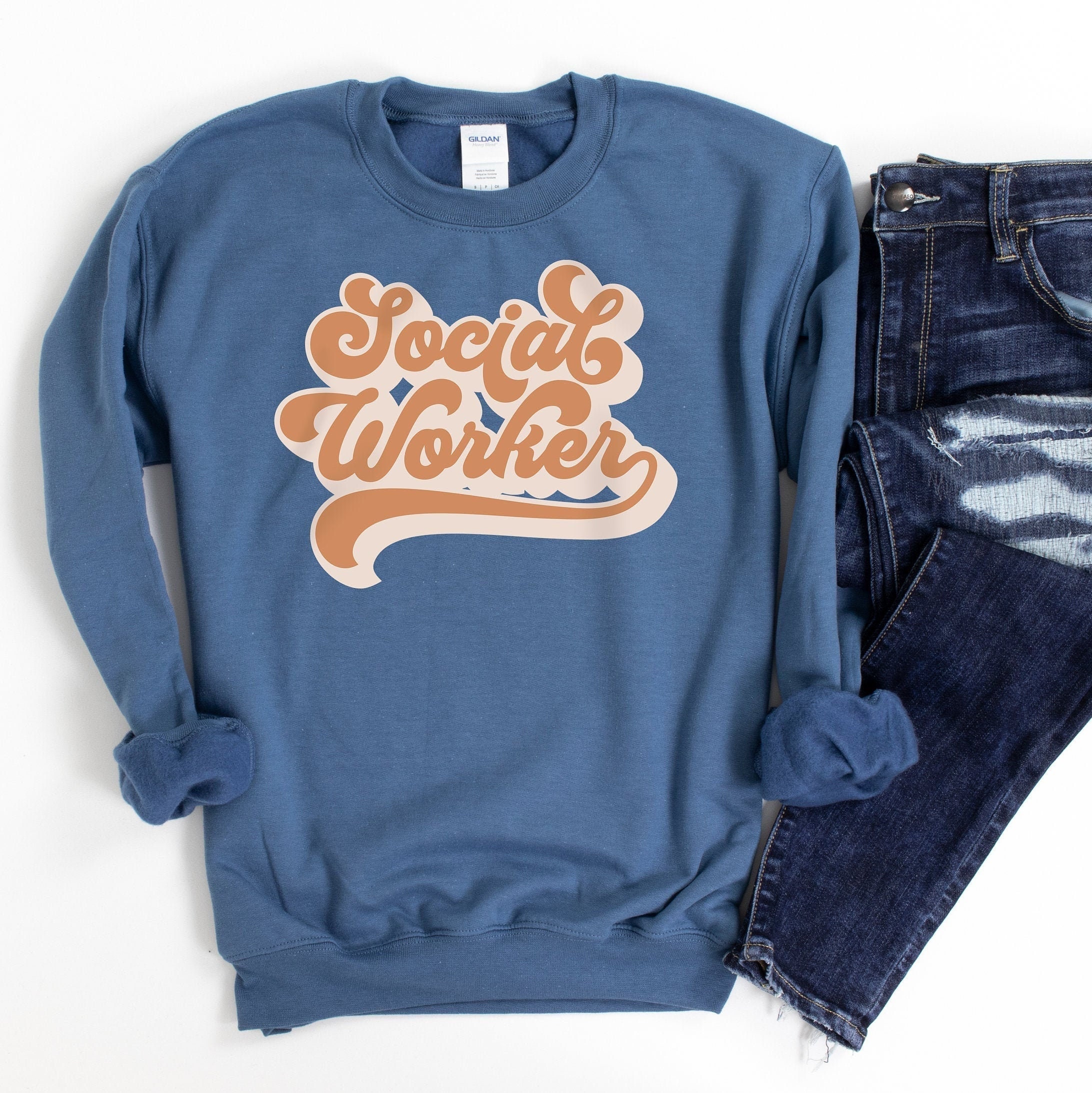 Social Worker Sweatshirt Crewneck Retro Social Work Gift Pullover