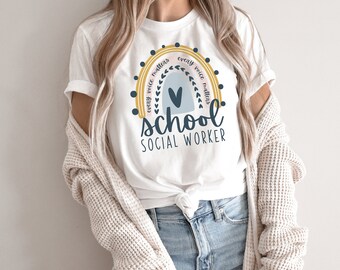Camiseta de Trabajador Social Escolar, Diseño Arcoíris - Cada Voz Importa