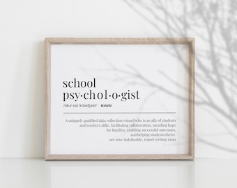 School Psychologist Definition Art Print, Funny Office Decor (Digital Download)