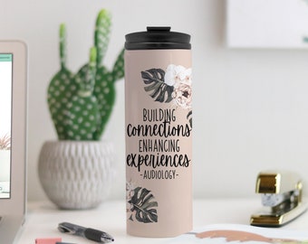 Audiologist Travel Mug: Boho Floral AuD Gift, Insulated Tumbler