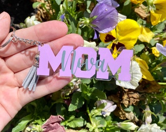 Personalized Mom Acrylic Keychain with Kid's Name