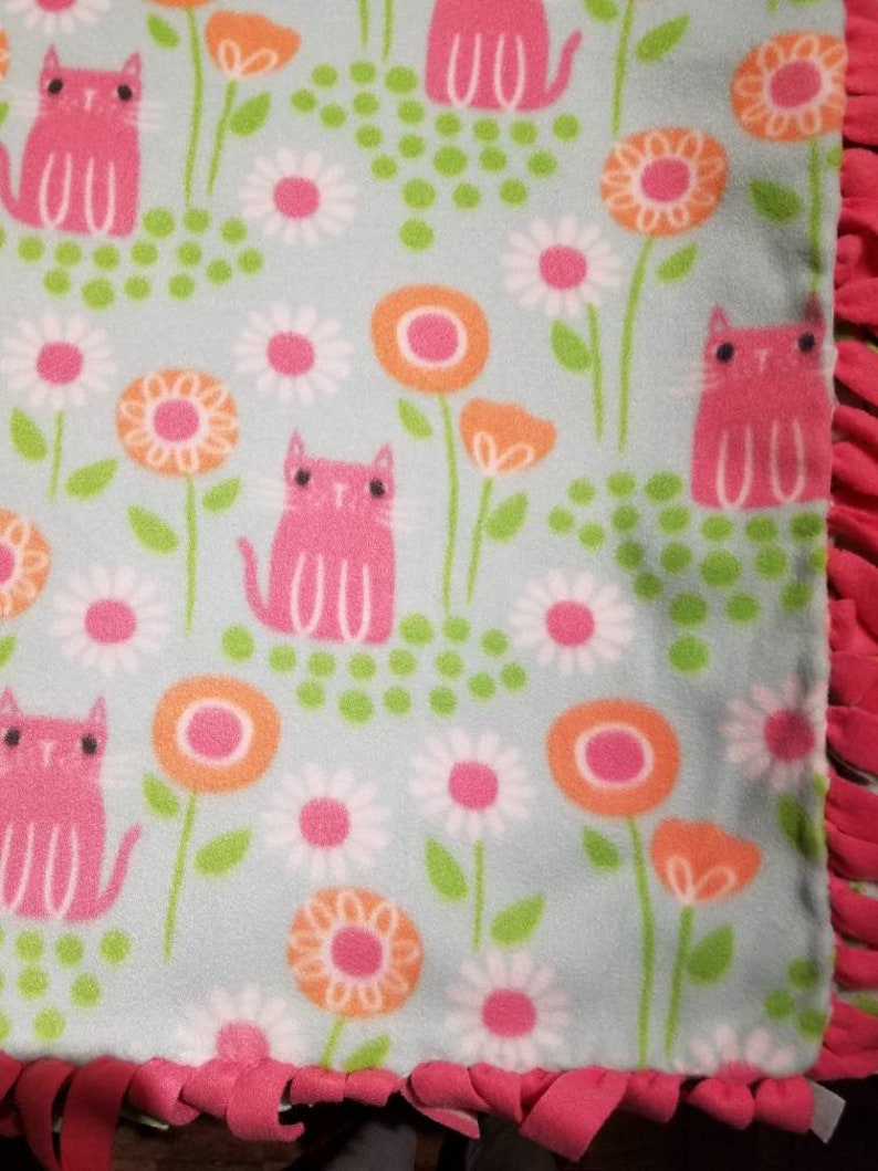 Pink Cats Hand Tied No Sew Fleece Blanket Etsy