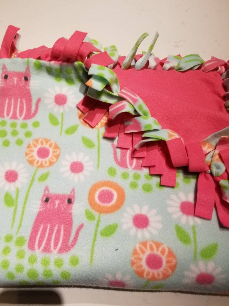 Pink Cats Hand Tied No Sew Fleece Blanket Etsy