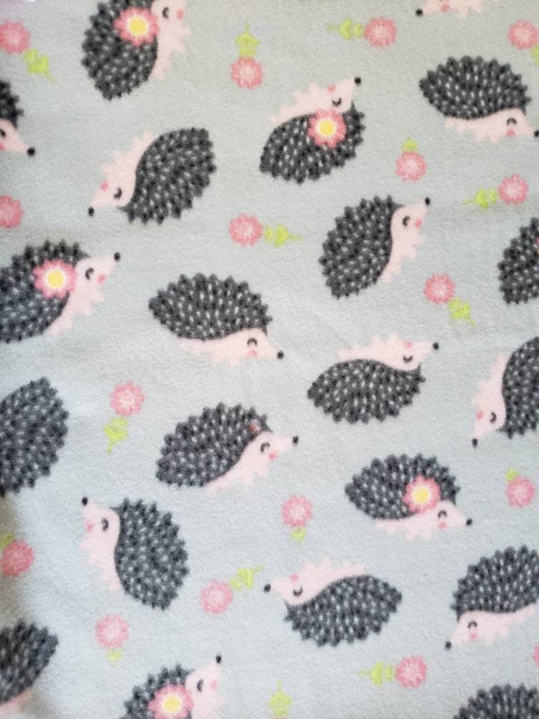 Pink and Gray Hedgehog Hand Tied Fleece Baby Blanket Etsy