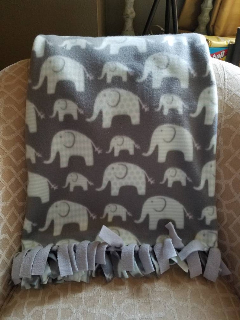 Elephant Patterned Mint Green Hand Tied Baby Blanket Etsy