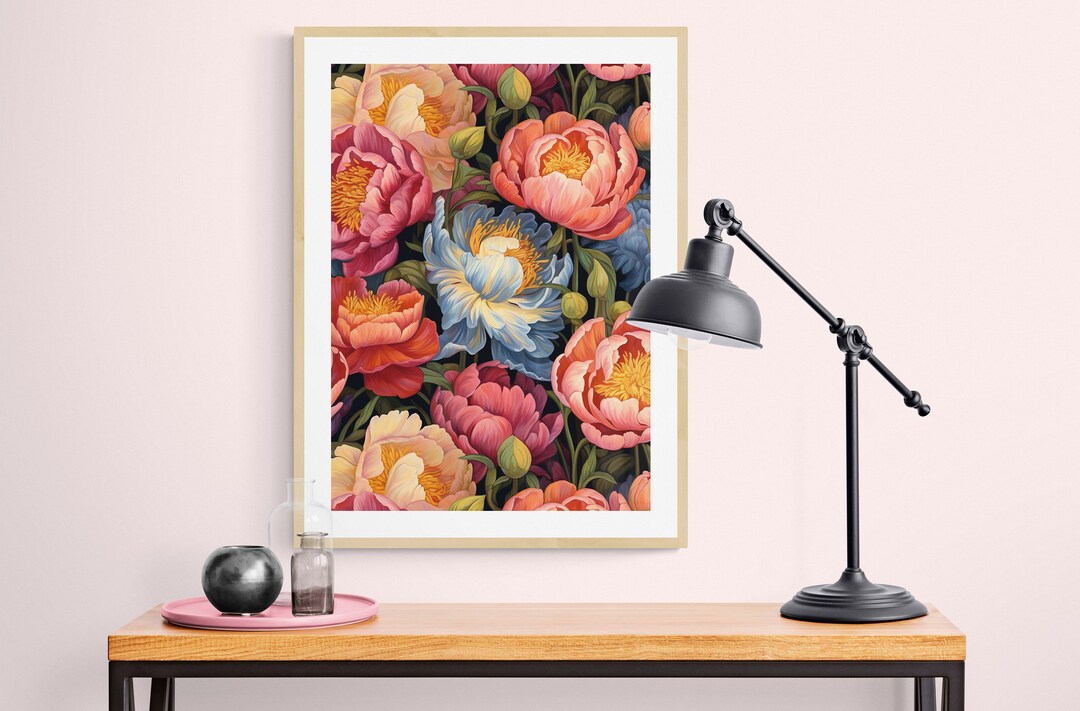 Printable Peonies, Bedroom Wall Decor, Peony Art Print, Pink Floral ...