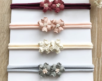 Newborn Flower Bow Headband- Baby Flower Bow Headbands - Girl Headbands