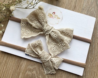 Knotted Lace Boho Bow Headband- Baby knotted Bow Headbands - Girl Headbands