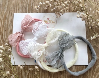 Lace Bow Headband- Baby Bow Headbands - Newborn Headbands - Beautiful headband