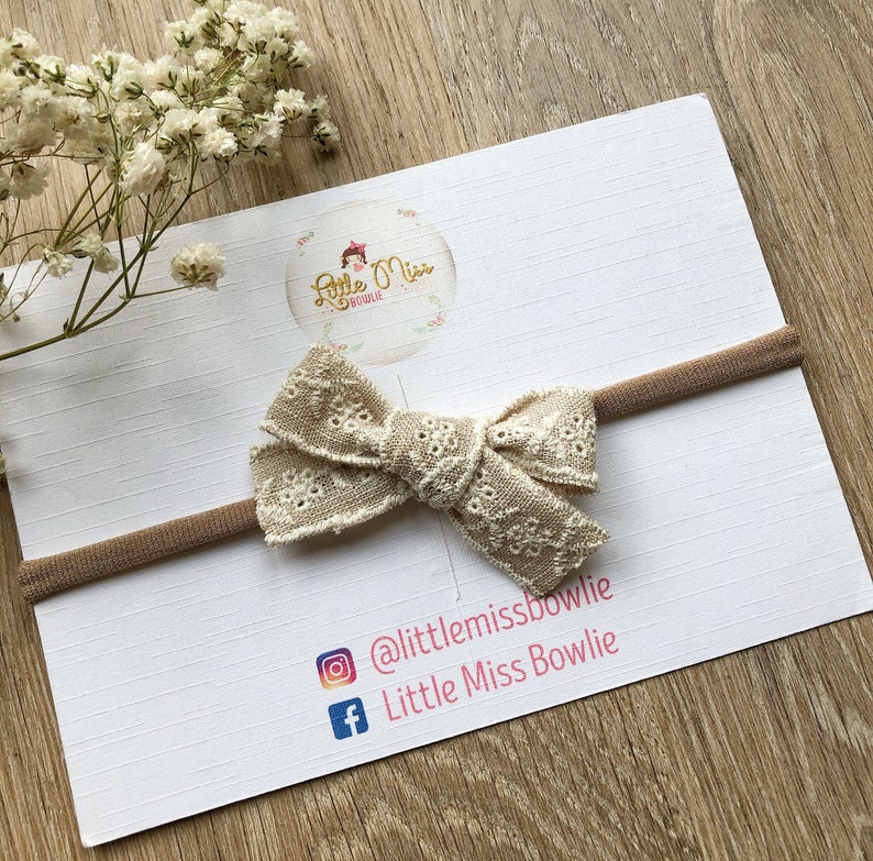 Geknotete Spitze Boho Bogen-Stirnband Baby geknotete Bogen-Stirnbänder Mädchen-Stirnbänder Bild 3