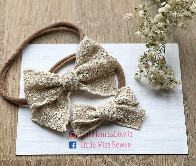 Geknotete Spitze Boho Bogen-Stirnband Baby geknotete Bogen-Stirnbänder Mädchen-Stirnbänder Bild 4