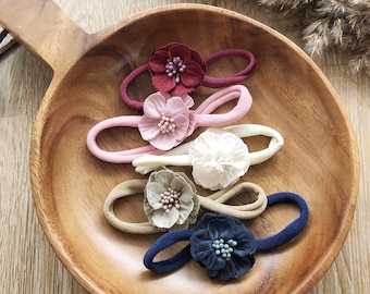 Newborn Flower Bow Headband- Baby Flower Bow Headbands - Girl Headbands