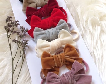 Velvet Bow Headbands - Baby Hair Bow Headbands - Girl Headbands