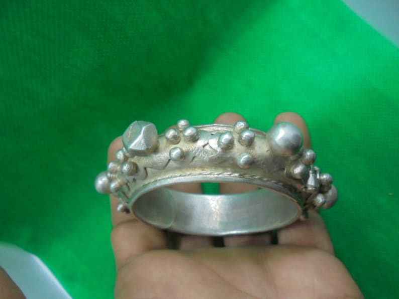 2 38 inches diameter silver SaharanTuareg Goulimime clasp bracelet with knobs Moroccan Jewelry
