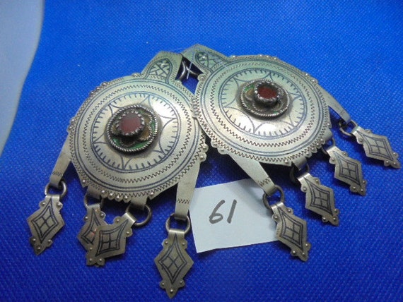 Moroccan Jewelry, pair matched Souss Berber silve… - image 1