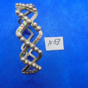 Moroccan Jewelry, double silver zigzag vintage bangle with color, Saharan/Tuareg, 2 3/8 inches diameter