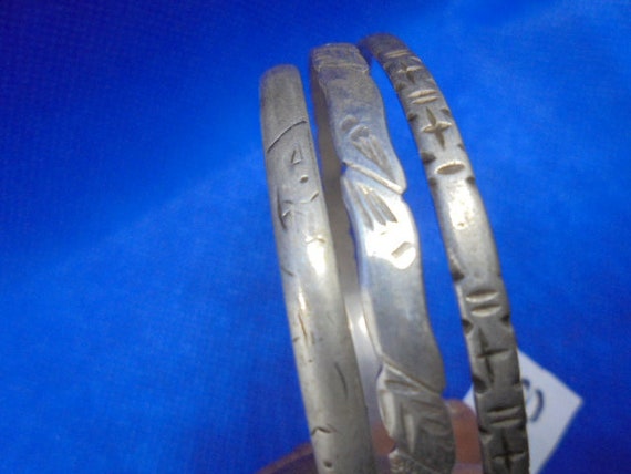 Moroccan Jewelry, extra wide size lot of 3 silver… - image 6