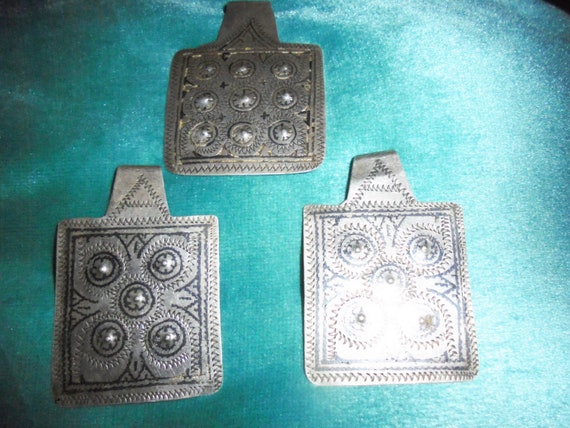 Moroccan Jewelry, lot 3 old silver nielo Souss Ber