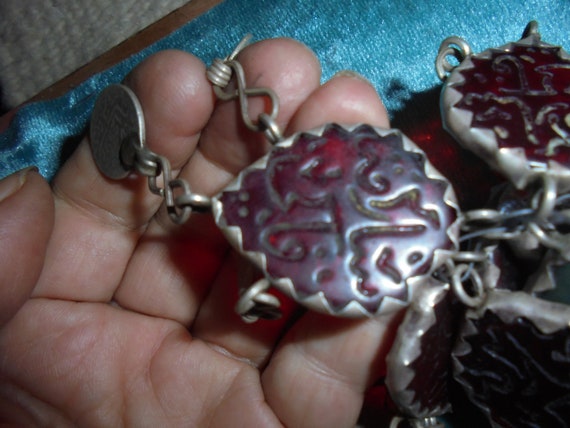 Moroccan, lot 9 silver, glass/agate pendants w. o… - image 5