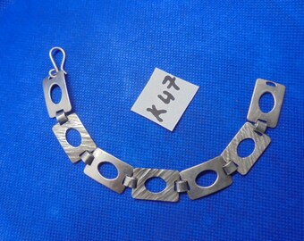 Marokkanisch(?) Schmuck, Antik Silber Plaque Armband, Art-Deco-Stil, 7 3/4 Zoll