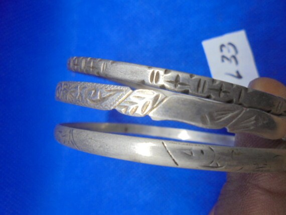 Moroccan Jewelry, extra wide size lot of 3 silver… - image 7