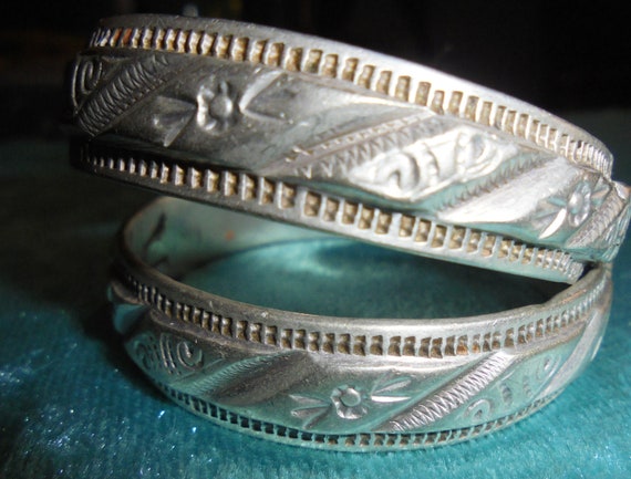 Moroccan Jewelry, rare matched pair old silver Ber