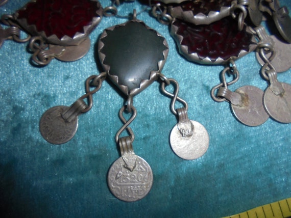 Moroccan, lot 9 silver, glass/agate pendants w. o… - image 7