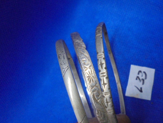 Moroccan Jewelry, extra wide size lot of 3 silver… - image 4
