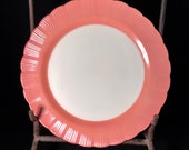 Vintage Hazel Atlas Crinoline Cake Plate Platter (12 inches) (Pink and White) (1950s)