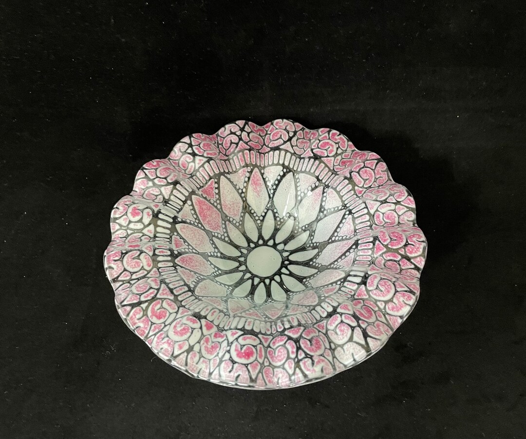 Vintage Sydenstricker Art Glass Small Pink Bowl Etsy