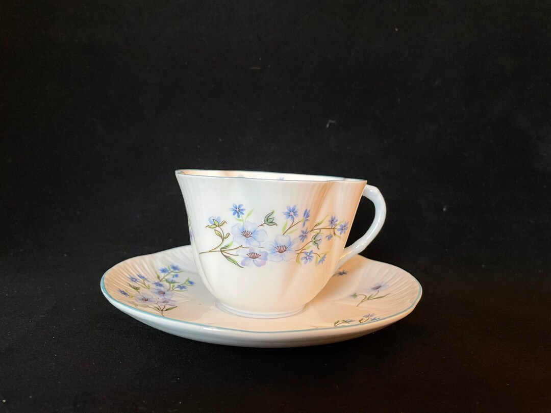 Vintage Shelley Blue Rock Teacup and Saucer Etsy