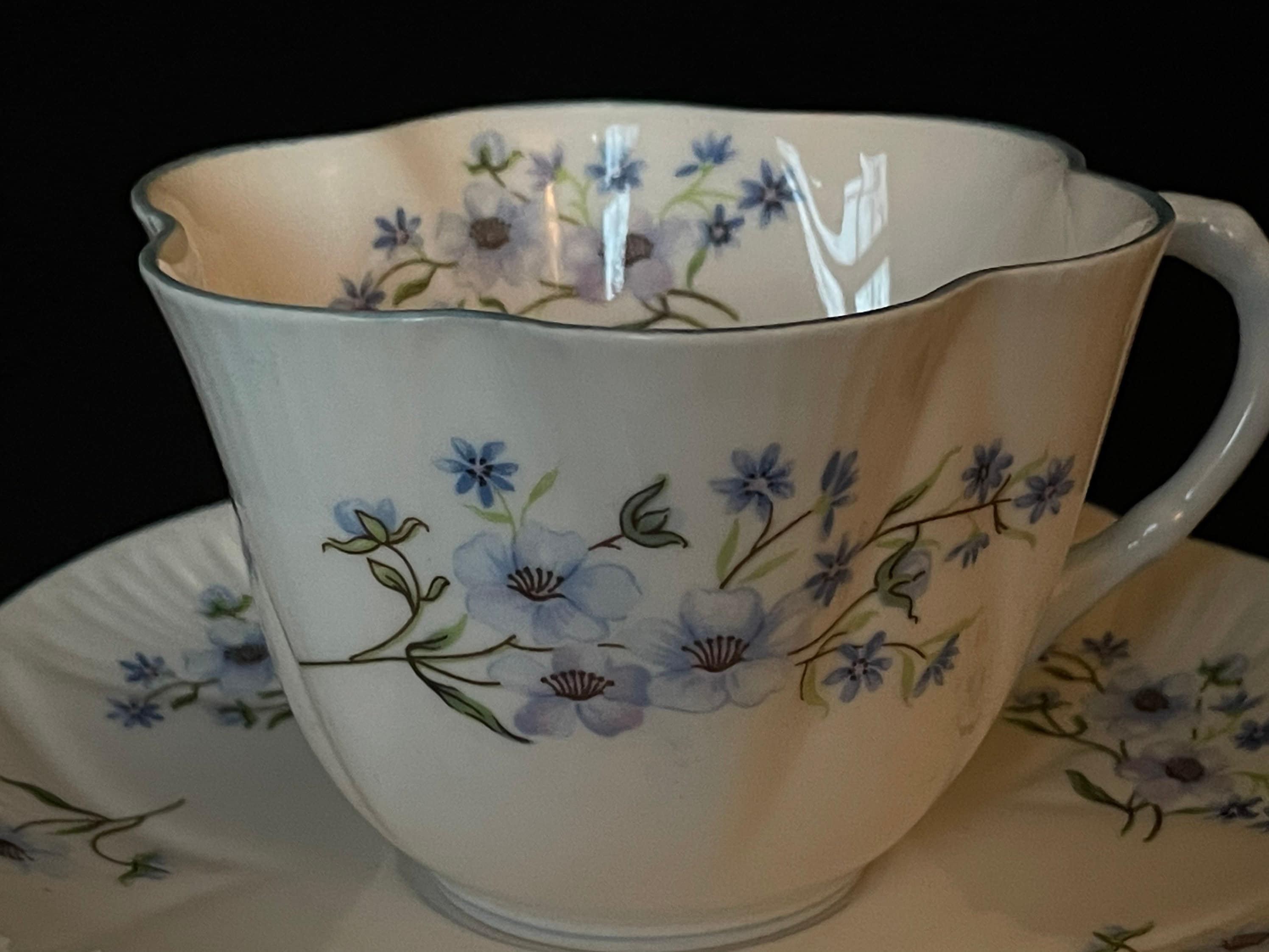 Vintage Shelley Blue Rock Teacup and Saucer Etsy