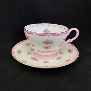 Shelley England Dainty Roses and Garland Tea Cup and Saucer