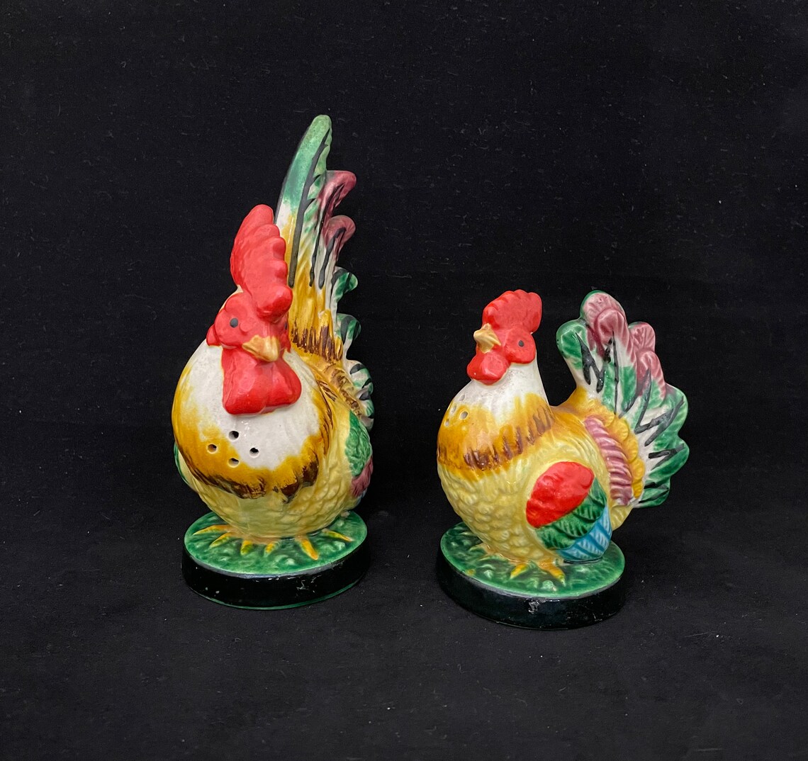 Vintage Oversized Rooster / Hen Salt and Pepper Shakers Japan Etsy