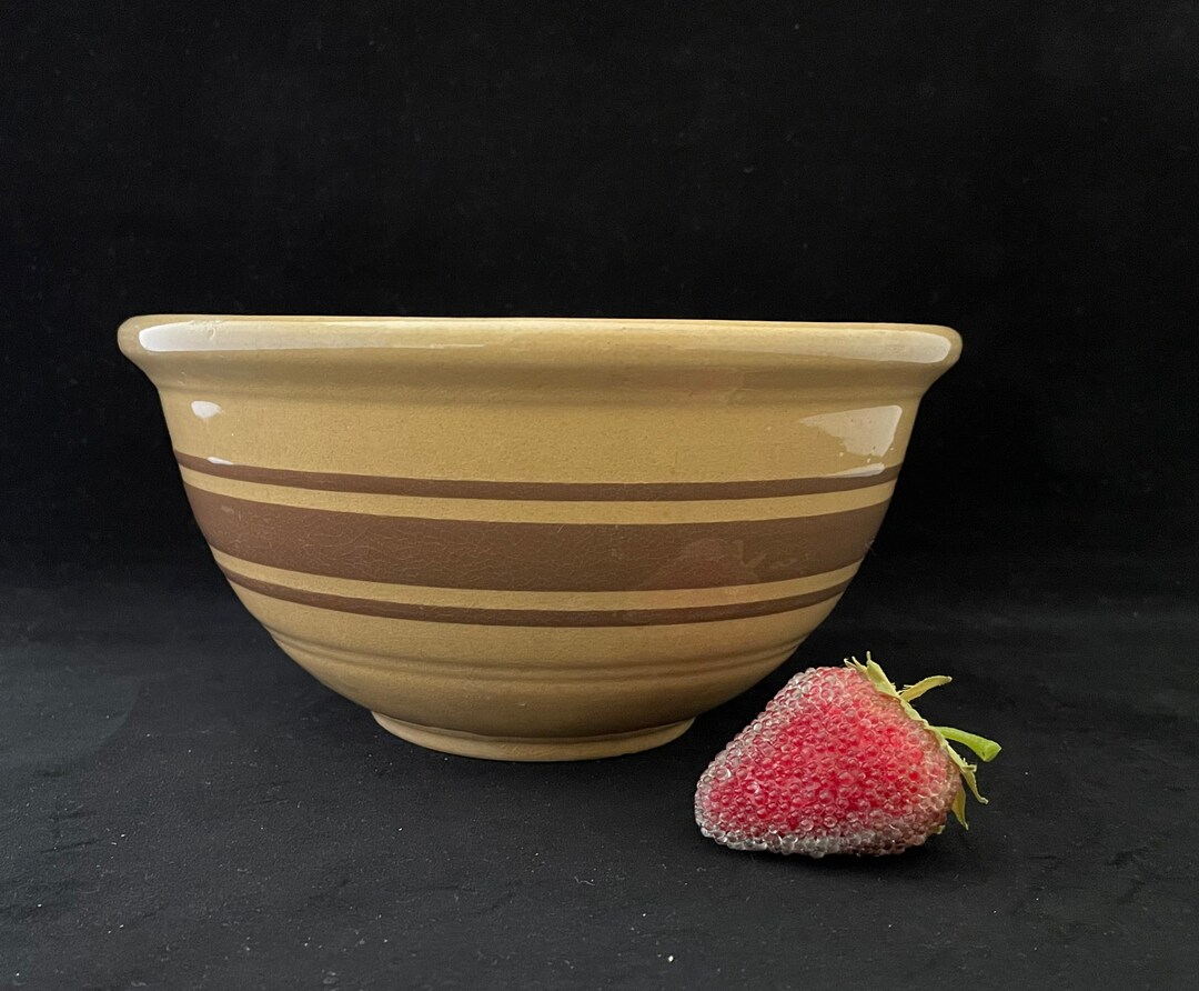 Yellow Ware Brown Striped Banded Bowl Etsy