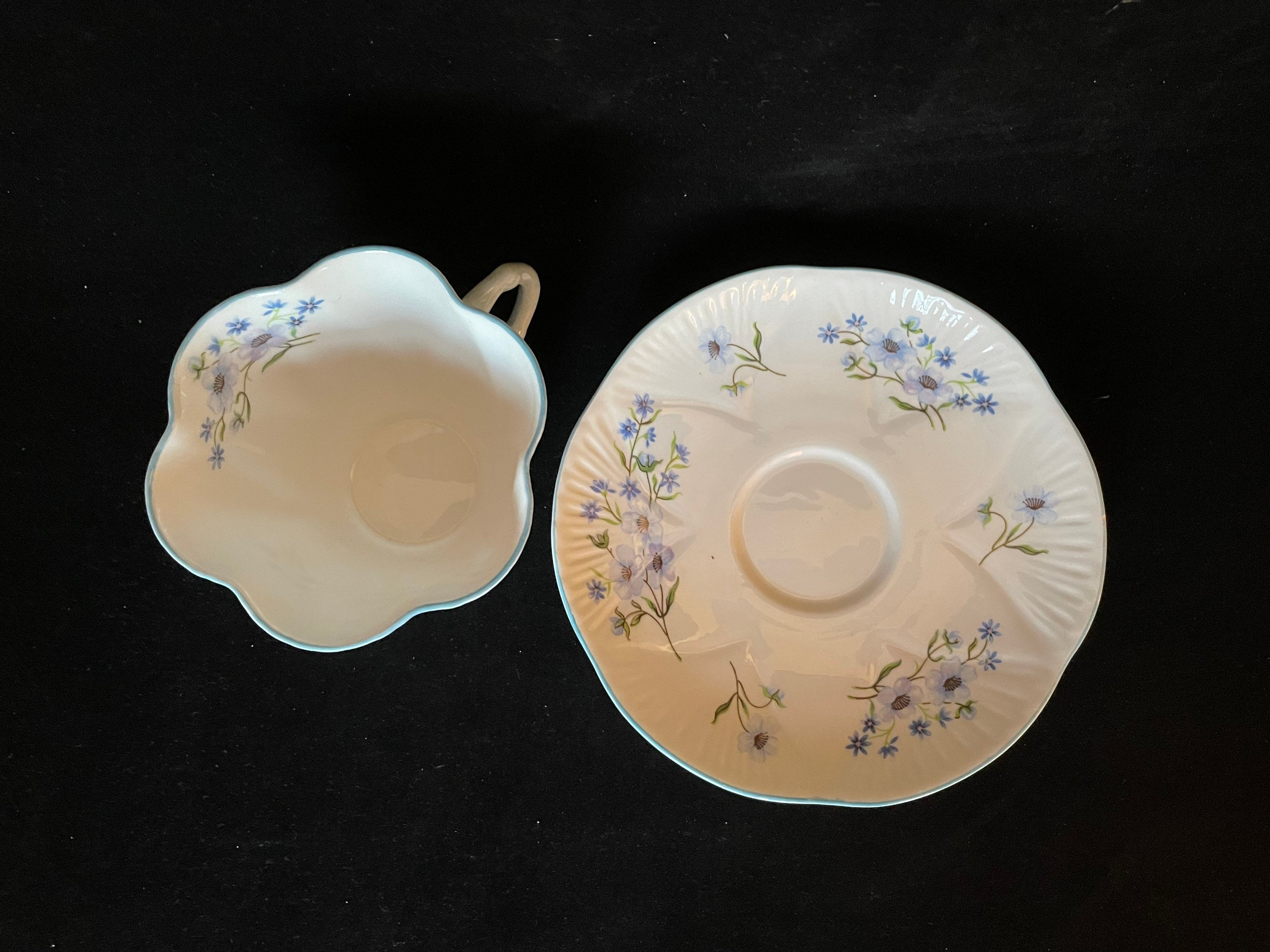 Vintage Shelley Blue Rock Teacup and Saucer Etsy