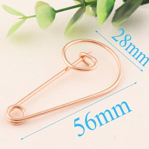 20 pcs Rose Gold/Silver Large Safety Pins,5628 mm Brooch Pin Back Safety Pin Giant Safety Pin,metal brooch pins kilt pins for clothes image 5