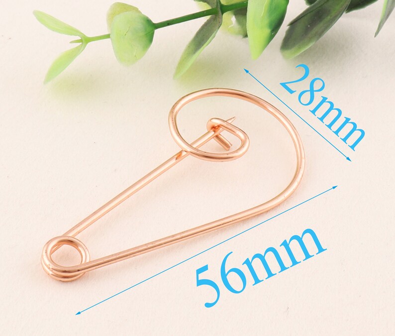 20 pcs Rose Gold/Silver Large Safety Pins,5628 mm Brooch Pin Back Safety Pin Giant Safety Pin,metal brooch pins kilt pins for clothes image 5