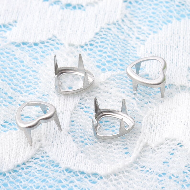 heart-shaped claw nail 100pcs prongs studs metal nail claw nail studs 7*5mm silver prongs studs